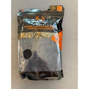 Realtree Mens Super Soft Base Layer Long Sleeve Crew Black Size Large New